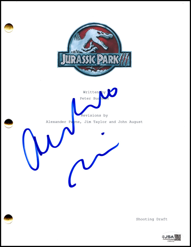 Alessandro Nivola Signed Autograph Jurassic Park 3 Script Screenplay w/ JSA COA