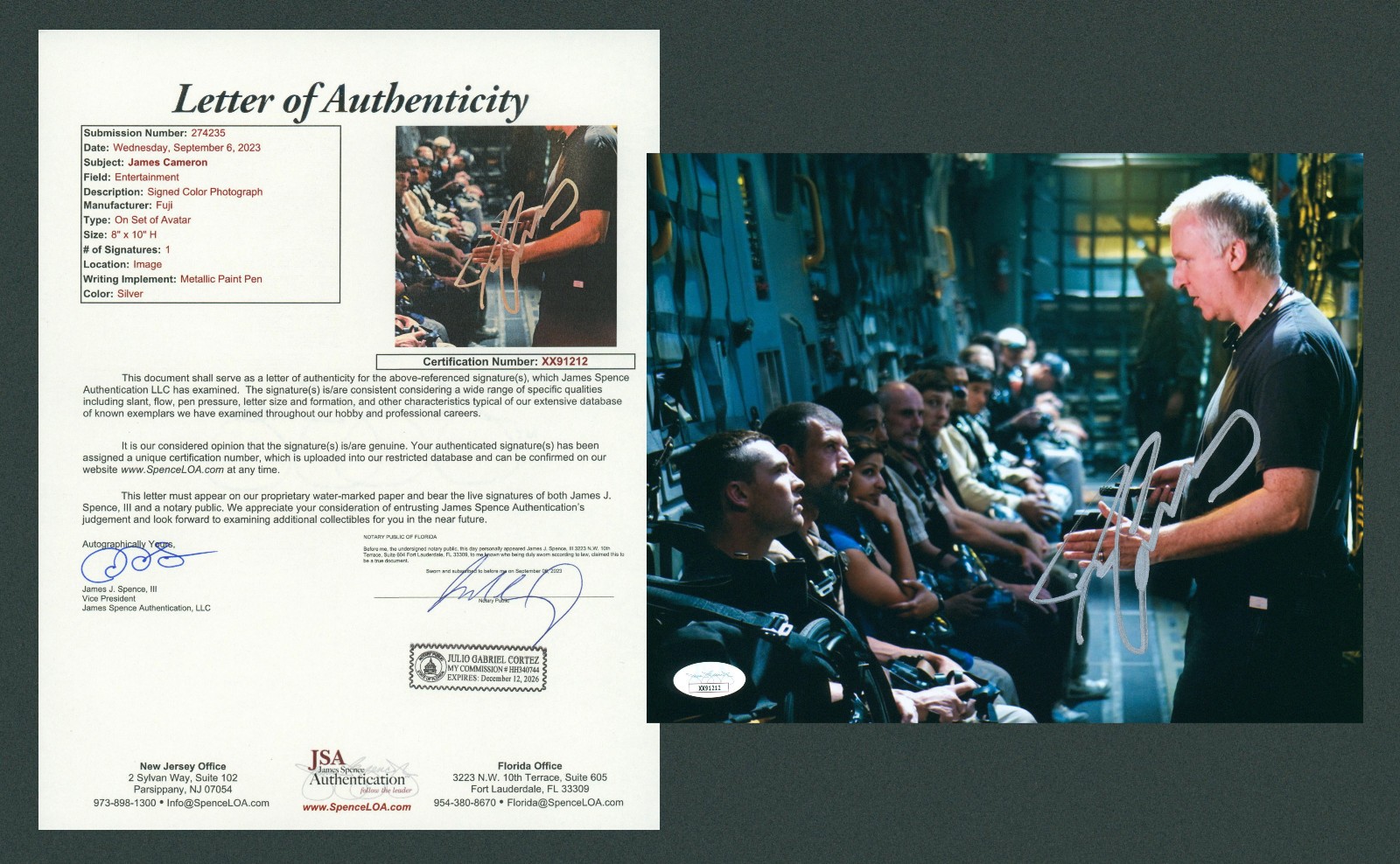 James Cameron Signed JSA LOA Autographed 8X10 Avatar Photo Autograph Auto COA