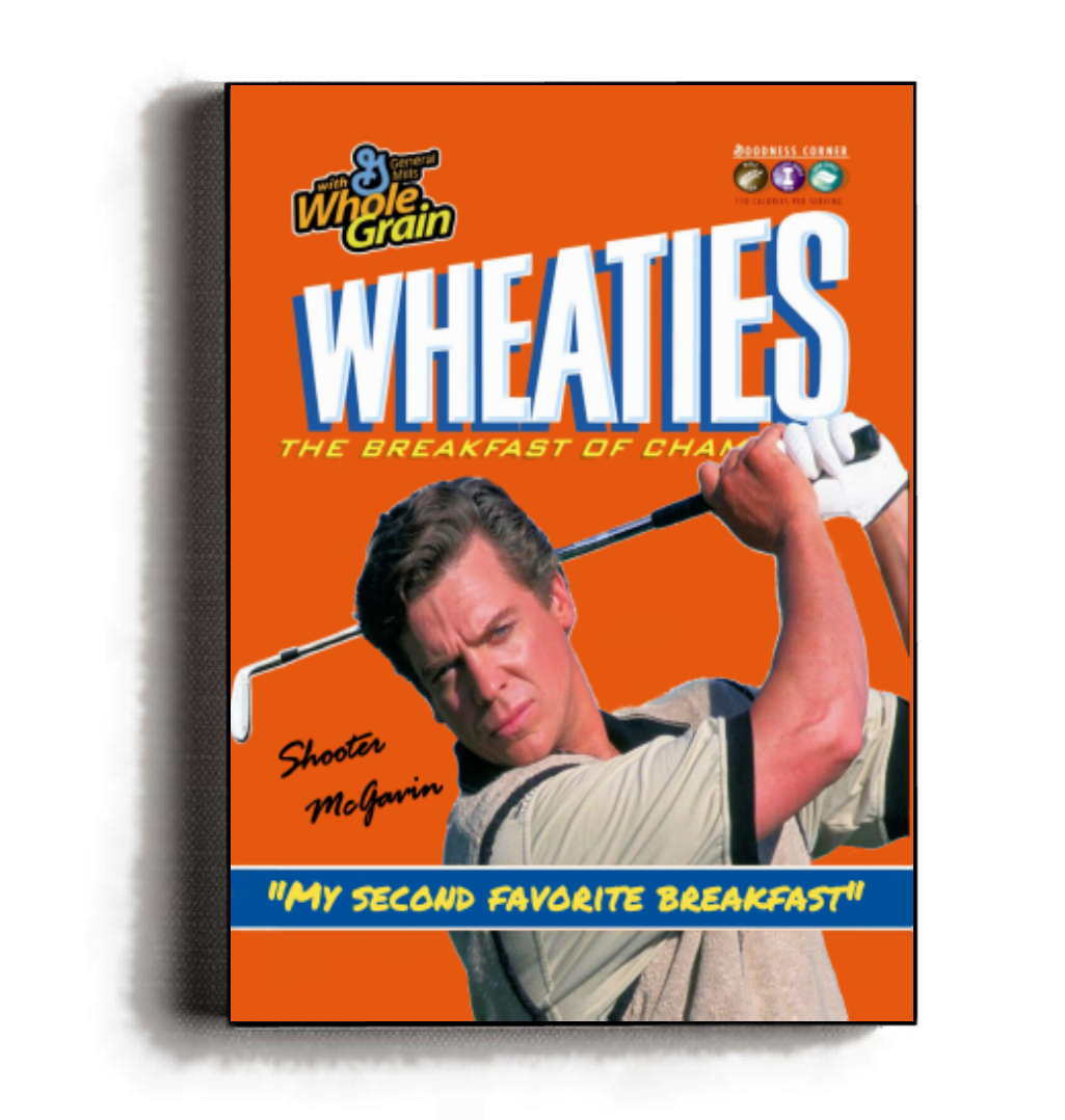 Framed Shooter McGavin Happy Gilmore Wheaties Cereal Box Faux Signed Parody