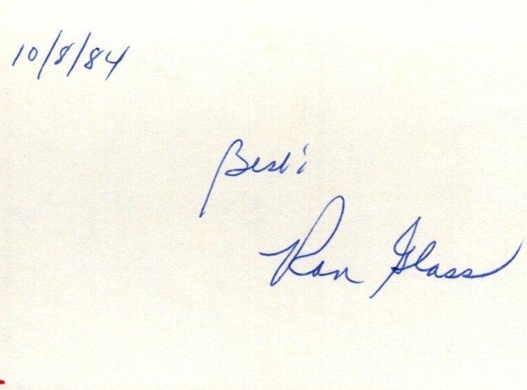 RON GLASS 1984 Autograph Signed 3X5 Index Card w/COA Firefly Barney Miller