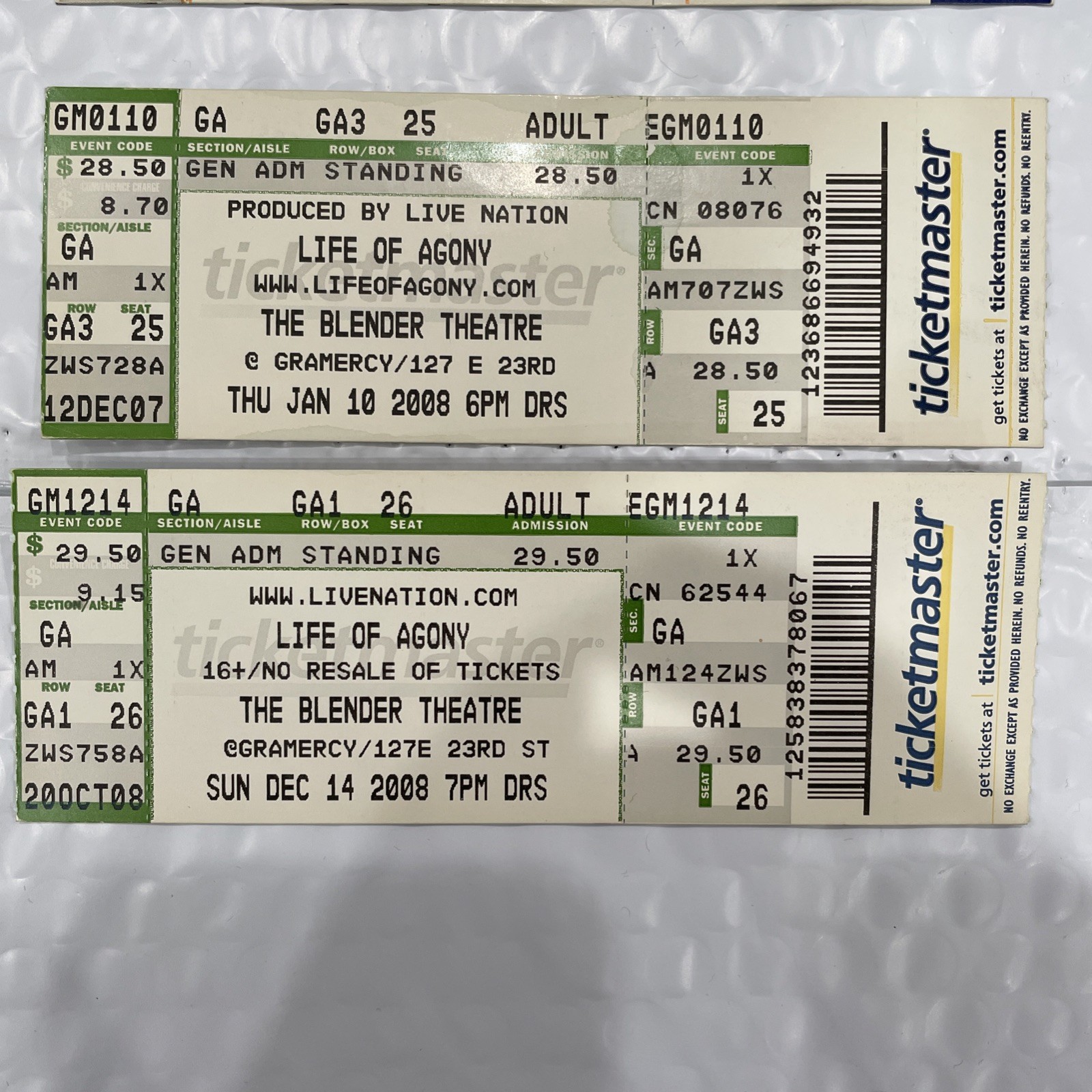Lot of 16 ROCK CONCERT TICKET STUB Sick of it All, LOA, Biohazard, VOD, Prong