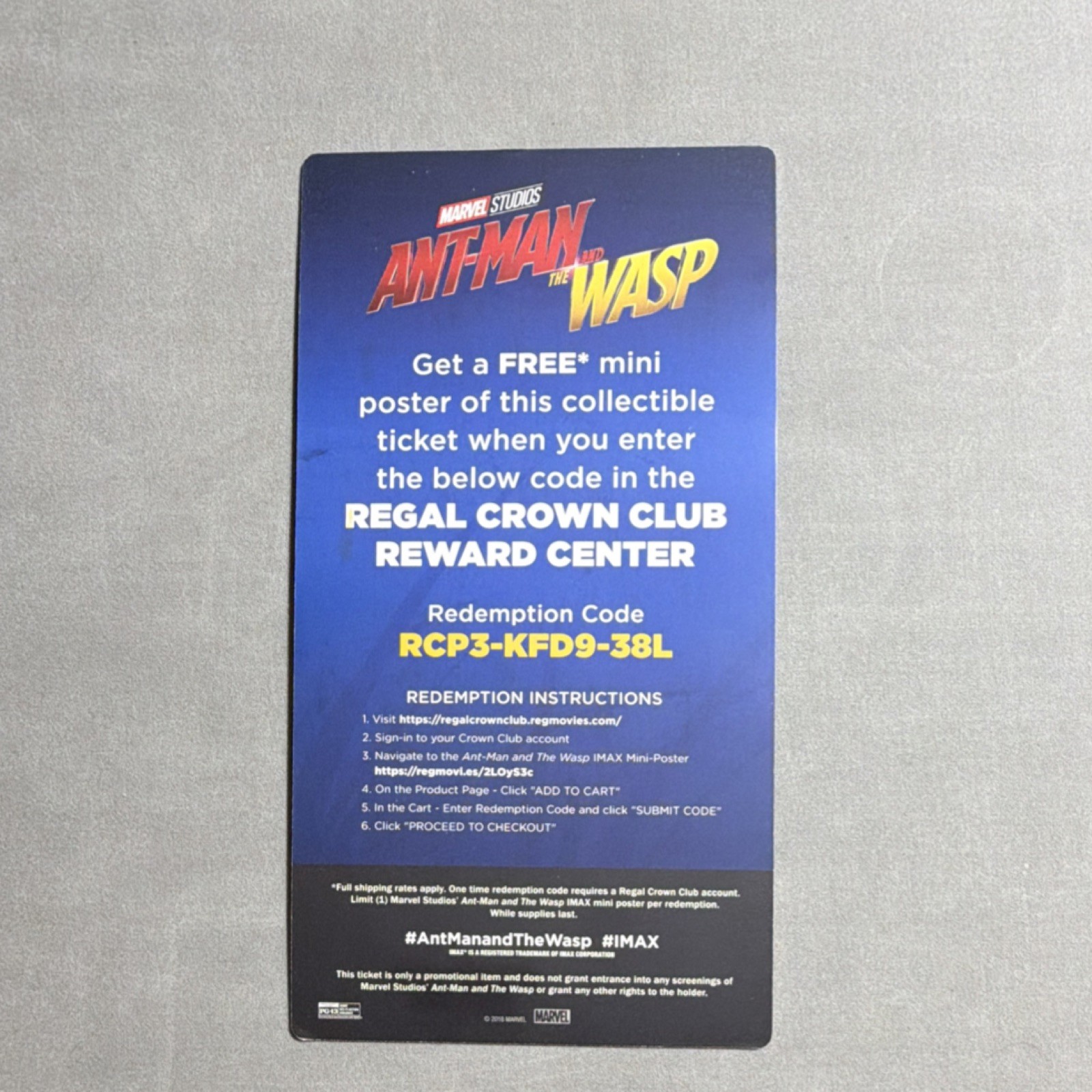 Marvel Studios Ant-Man and the Wasp IMAX Ticket Simpansville 1, 3 of 1000