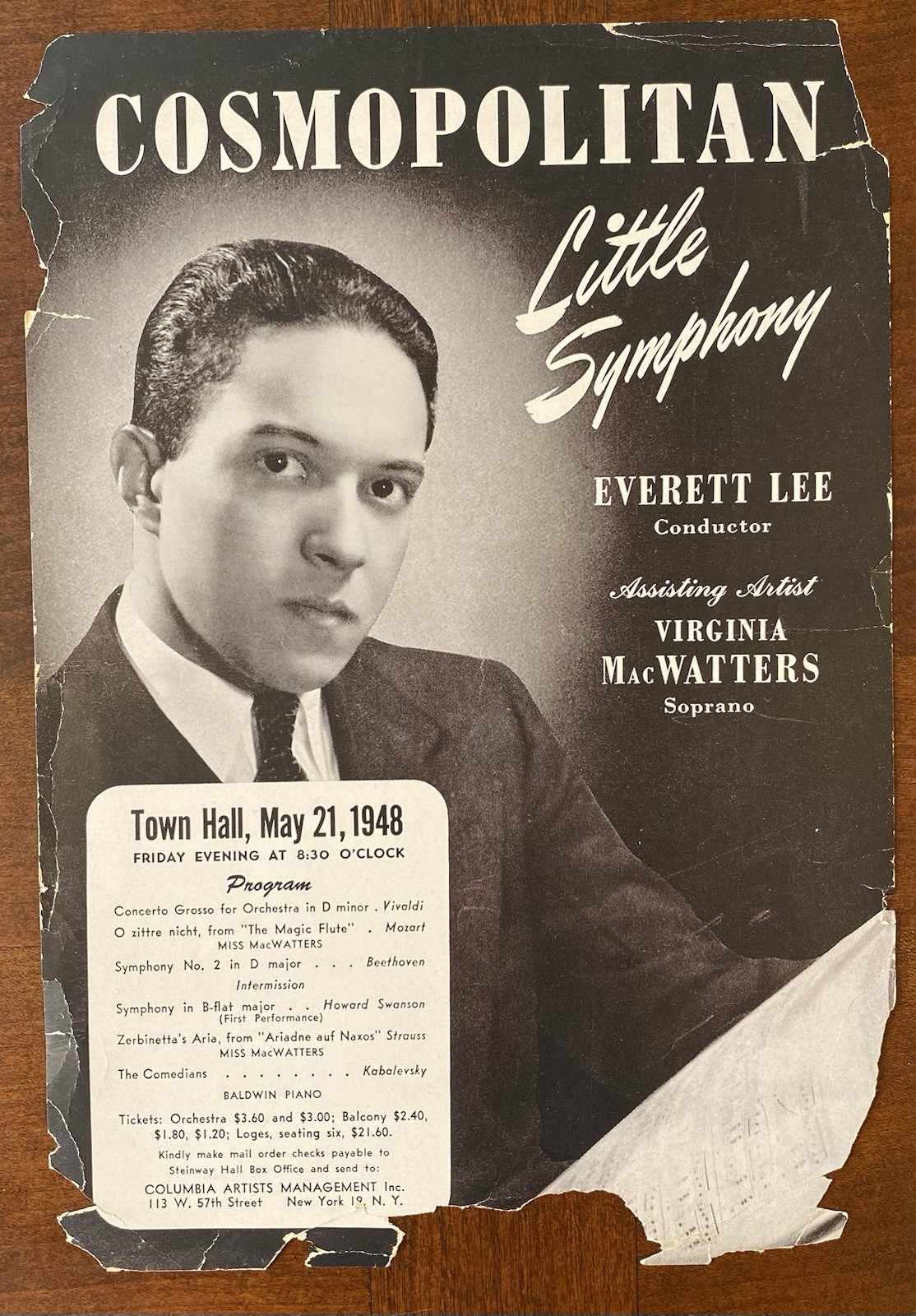 African-American History: Everett Lee Handbill 1948 Howard Swanson premiere