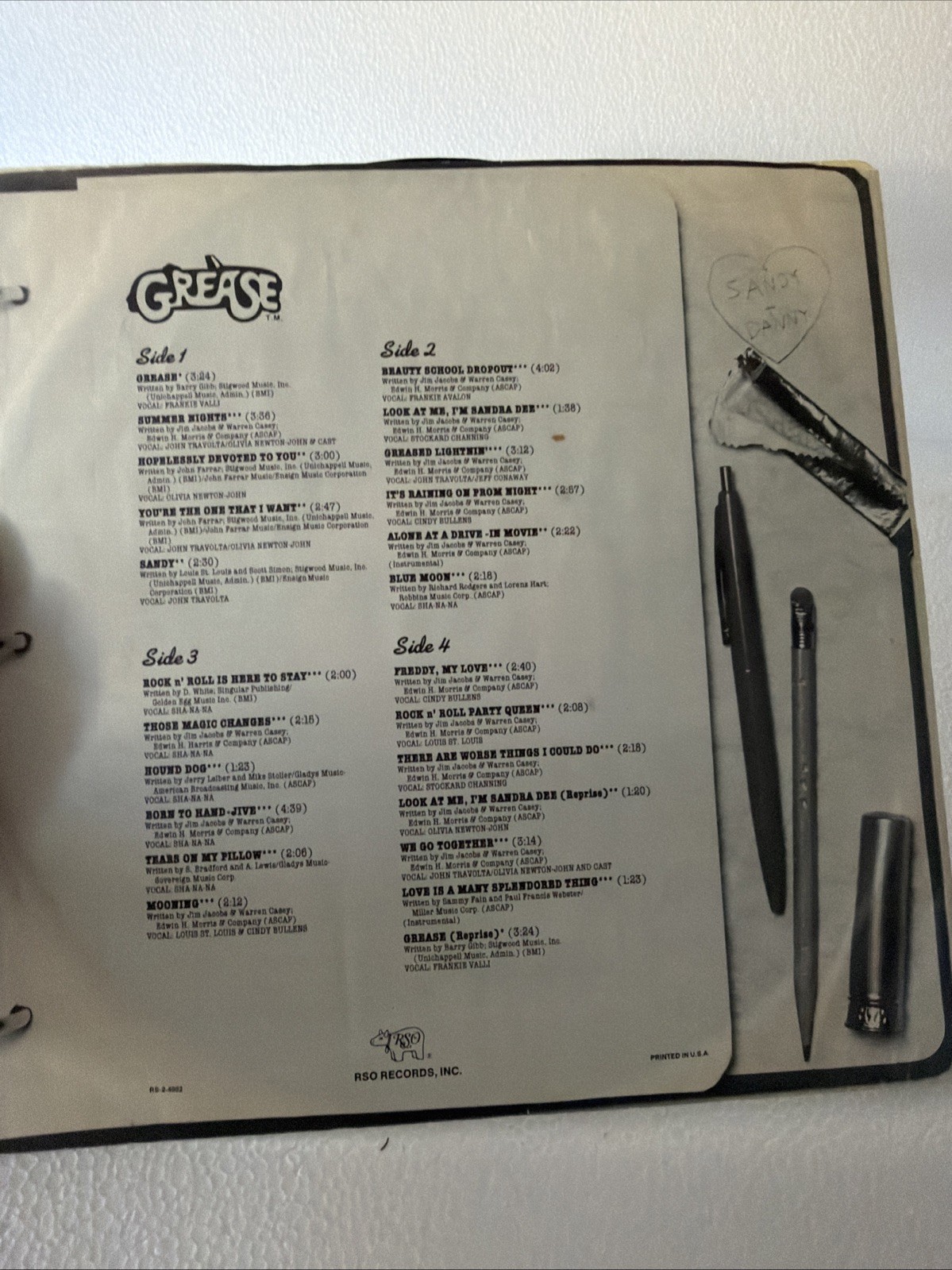 OLIVIA NEWTON JOHN SIGNED RECORD TITLED “GREASE” JOHN TRAVOLTA & Cast