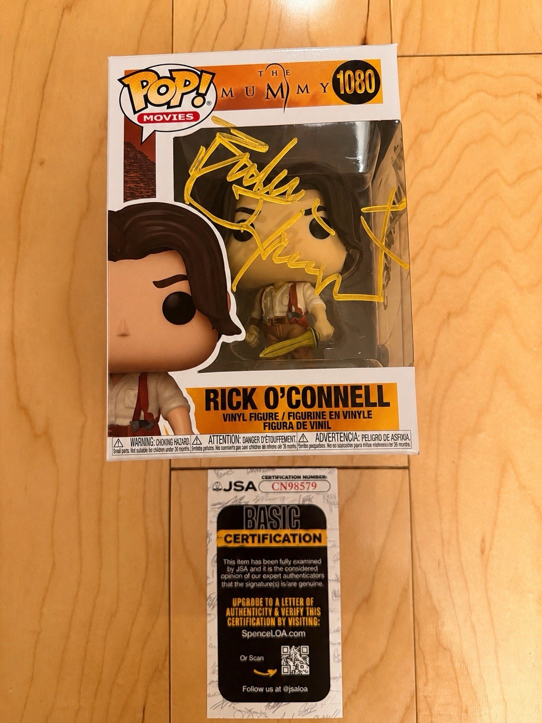 Brendan Fraser Signed Funko Pop 1080 The Mummy Autograph JSA “ mummies “￼