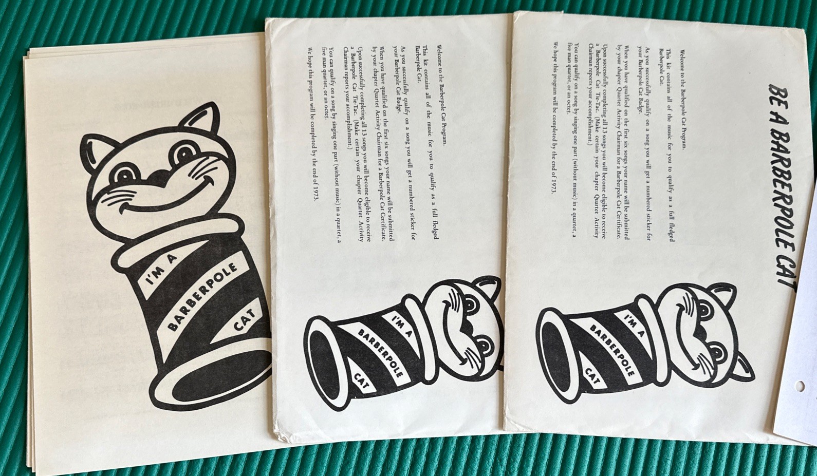 Barberpole Cat Program Kits And Other Barbershop Quartet Historical Documents
