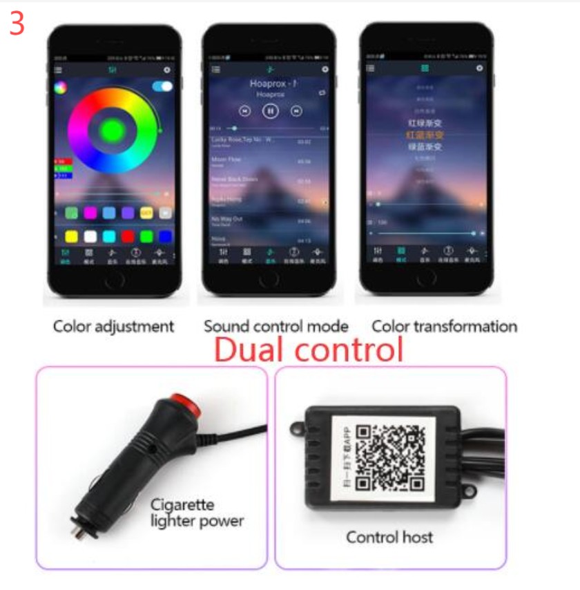 Car Fiber Optic Ambient Light Modified Car Interior Cool Light APP Rhythm Light