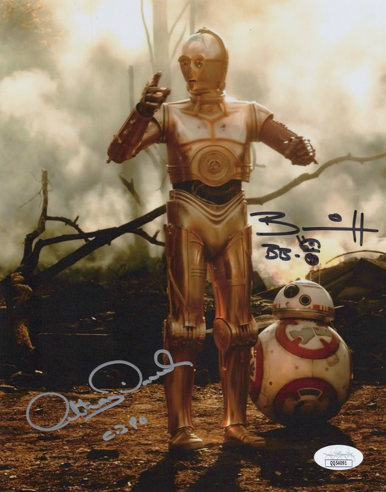 Star Wars-Anthony Daniels & Brian Herring signed C-3PO & BB-8 8×10 photo JSA COA