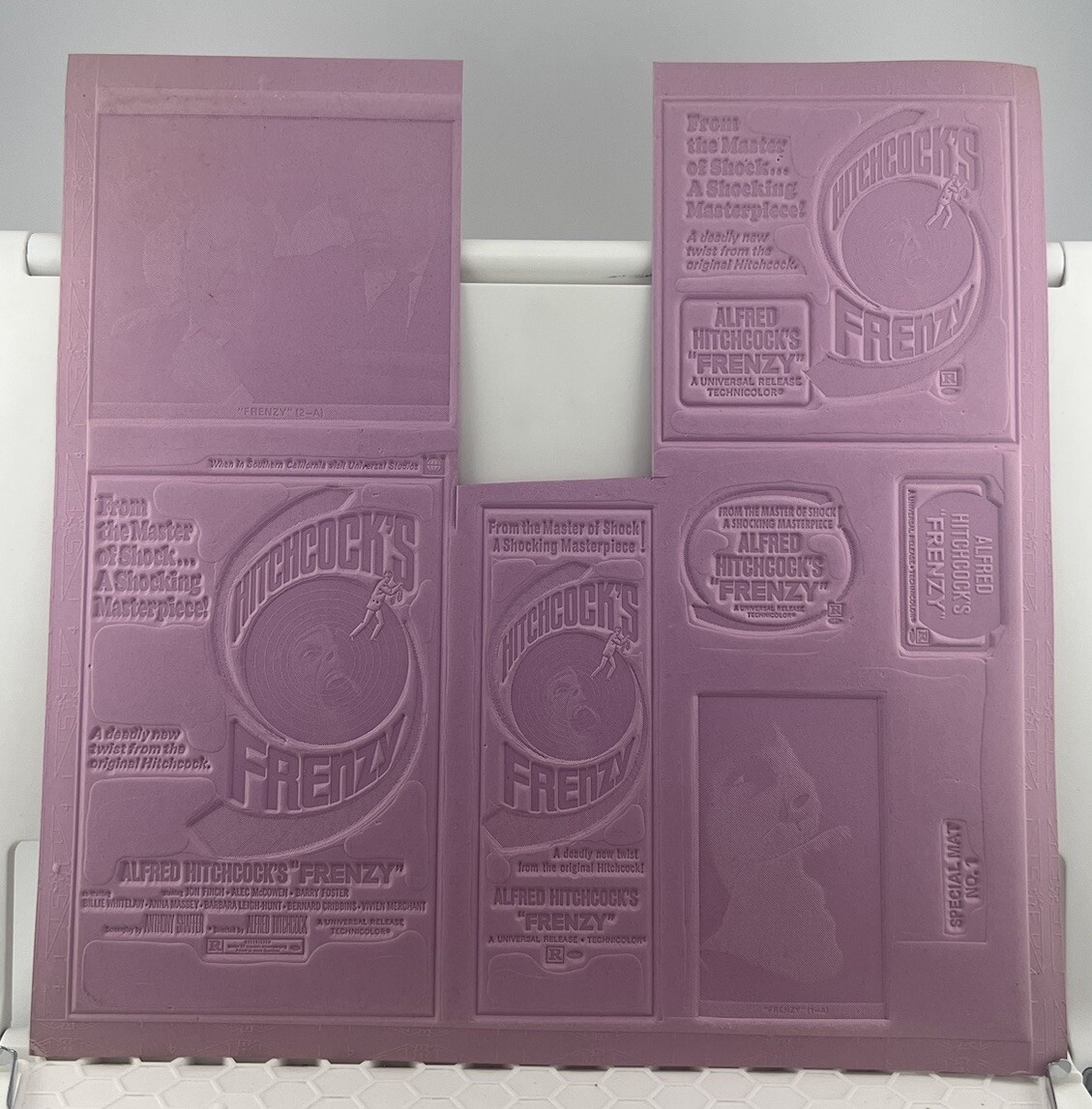 Vintage Alfred Hitchcock’s Frenzy Movie Printing Mold / Flong For Ads