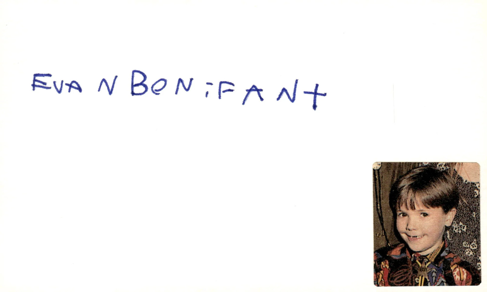 Even Bonifant Signed Auto 3×5 Index Card Andy the Android Dick