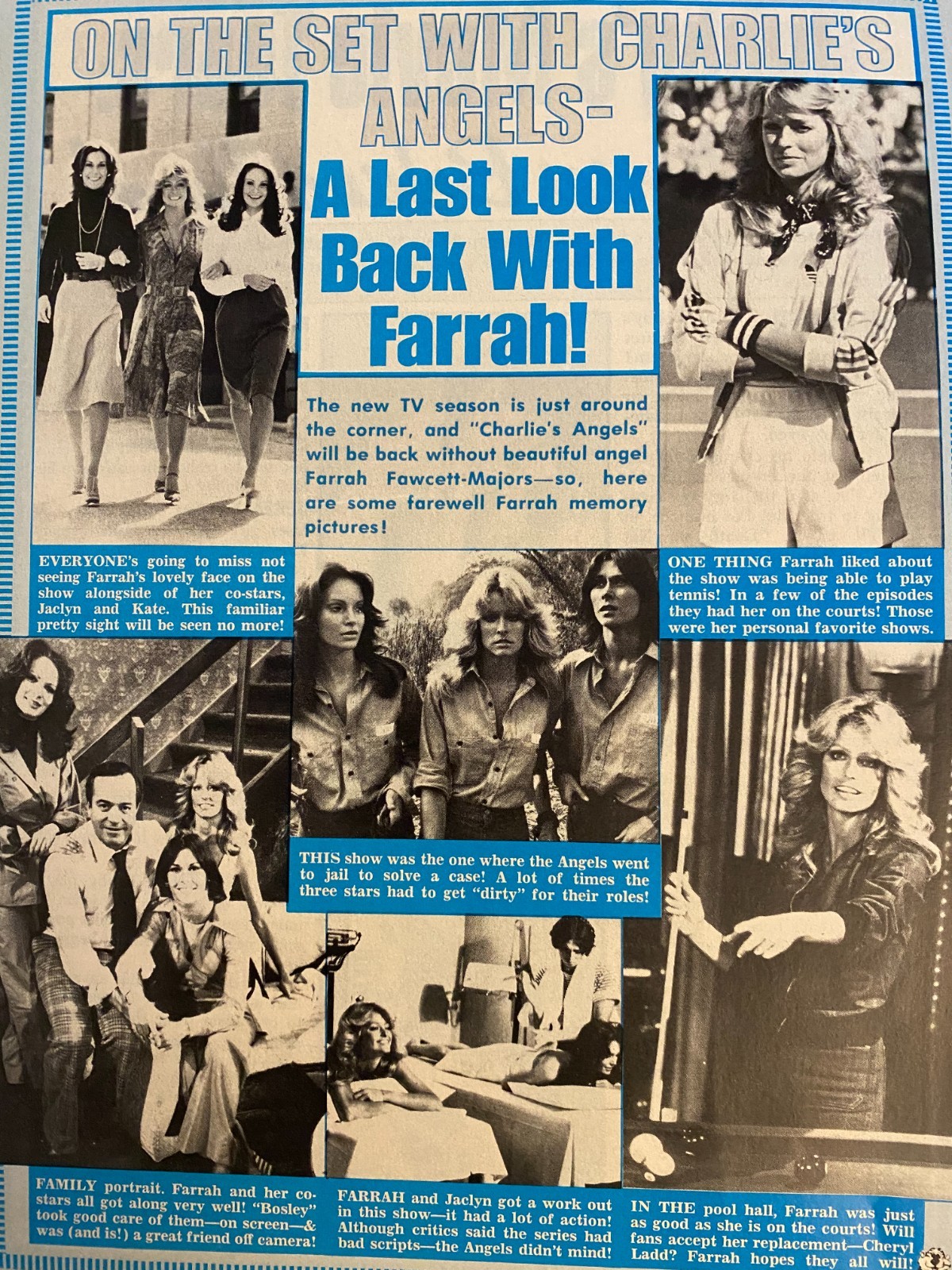 Charlie’s Angels, Farrah Fawcett, Jaclyn Smith, Kate Jackson, Full Page Clipping