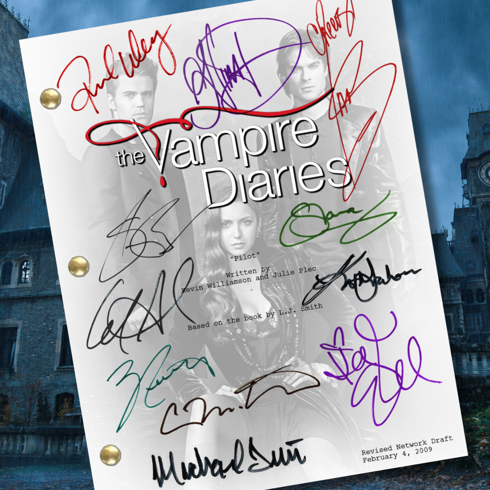 The Vampire Diaries Pilot Script Signe Autograph Reprints TV Memorabilia Horror