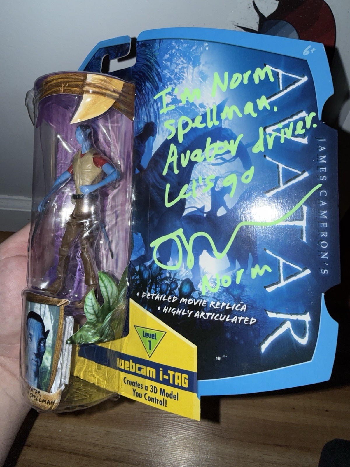 Joel David Moore Signed AVATAR Norm Spellman Mattel Figure W/ Quote & C.N.