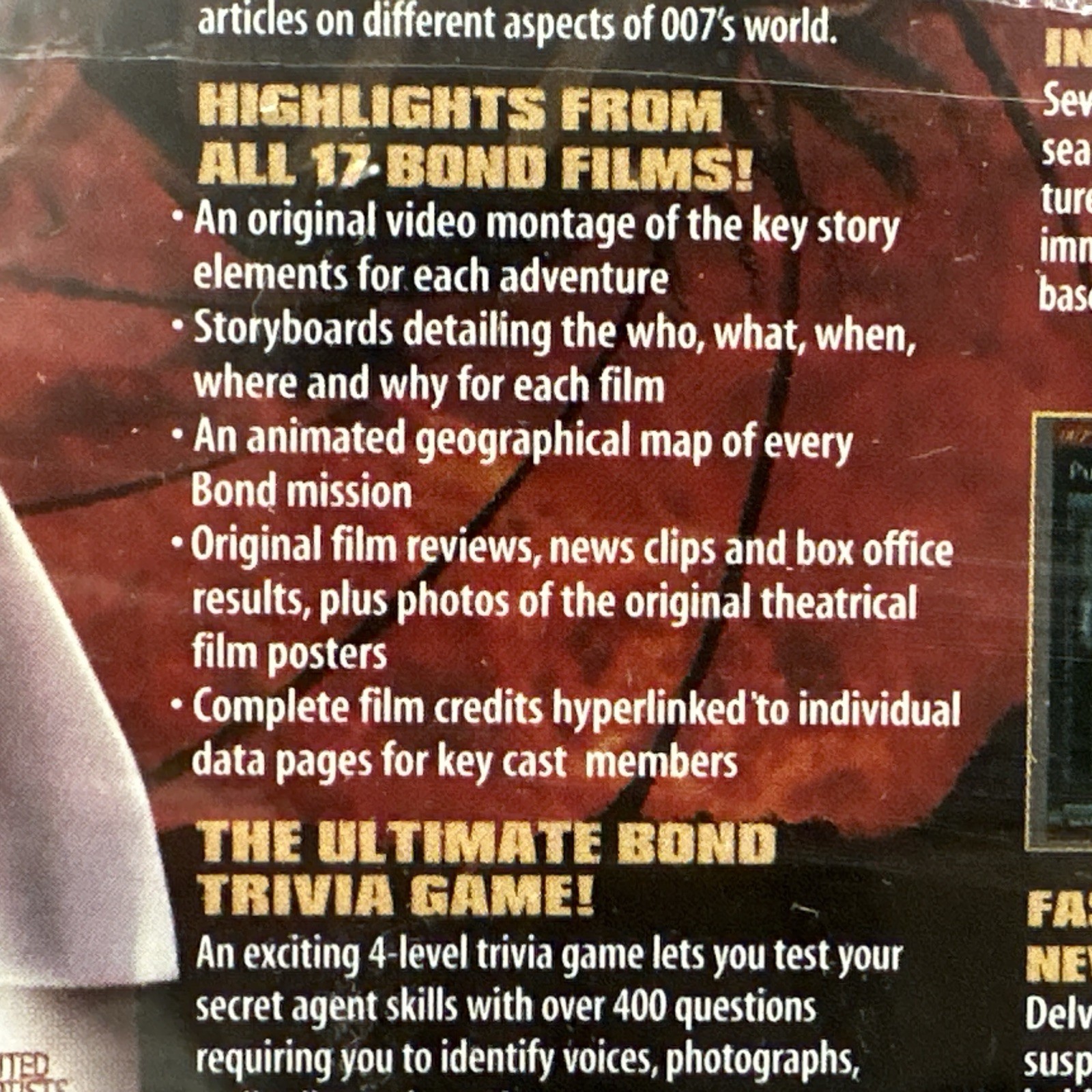 New Sealed “The Ultimate James Bond” Interactive Dossier Kit 2 Cd ROM Windows 95