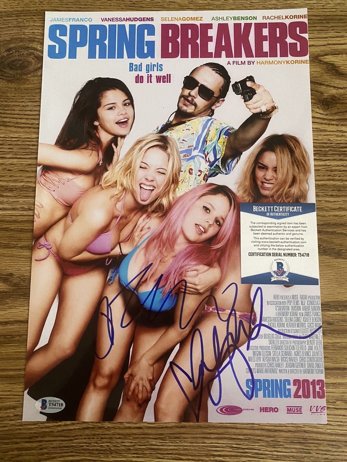 Spring Breakers Autograped 10×15 Photo x2 James Franco Vanessa Hudgens BAS