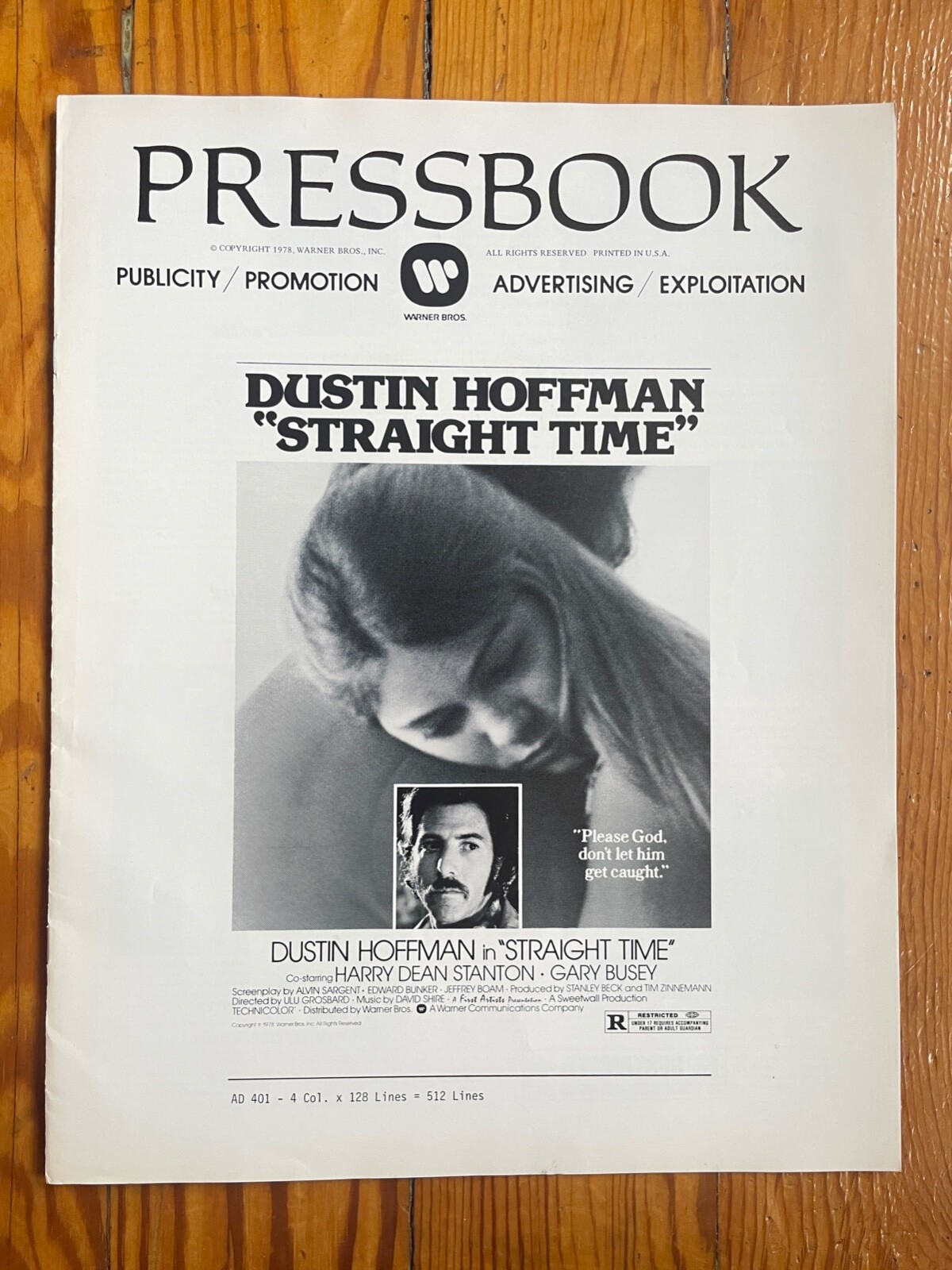 Straight Time Pressbook (1978) Neo noir Crime Drama Movie Dustin Hoffman Film