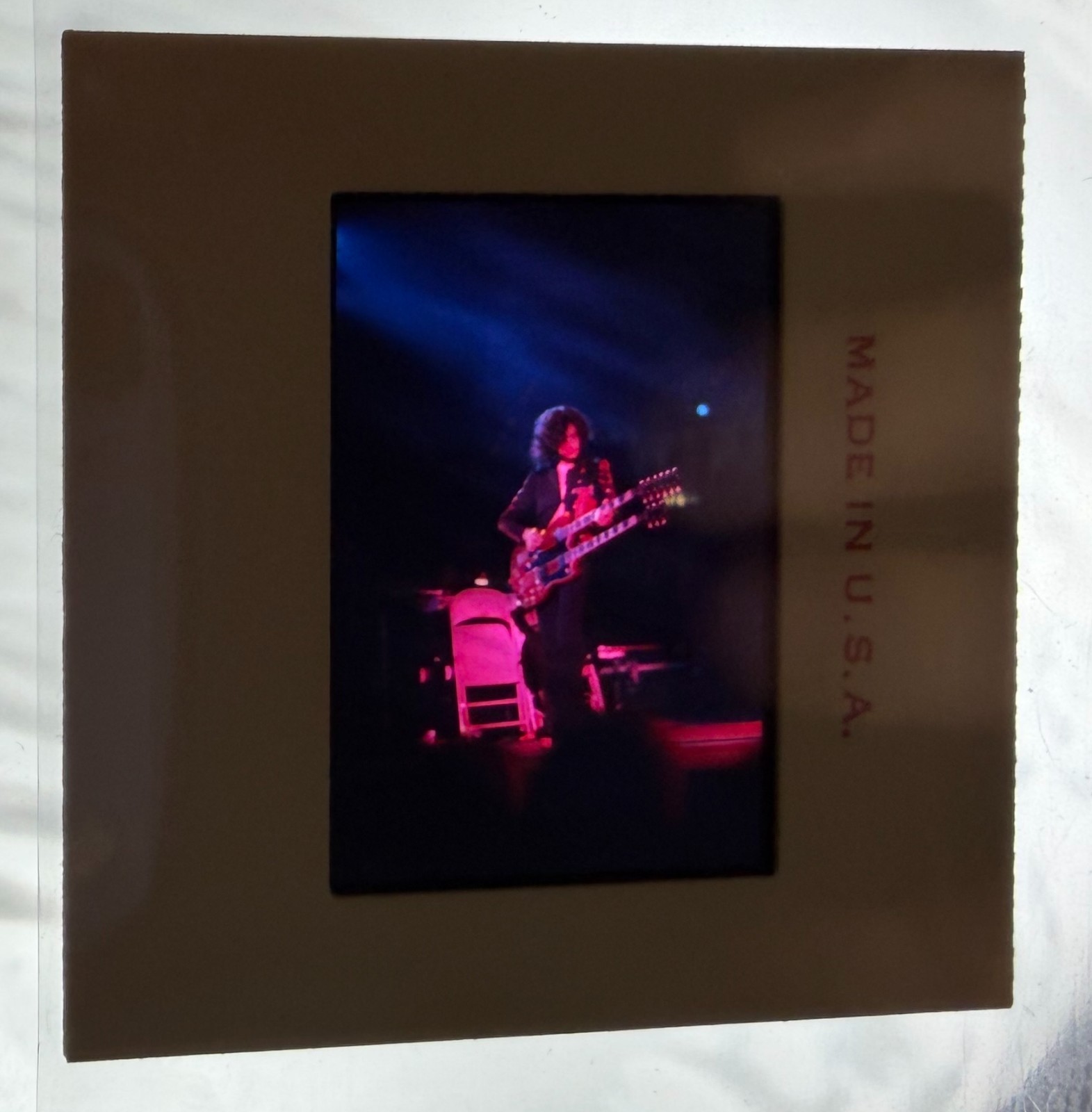 Led Zeppelin Color Slide Jimmy Page with Double Neck Guitar San Diego CA 1972