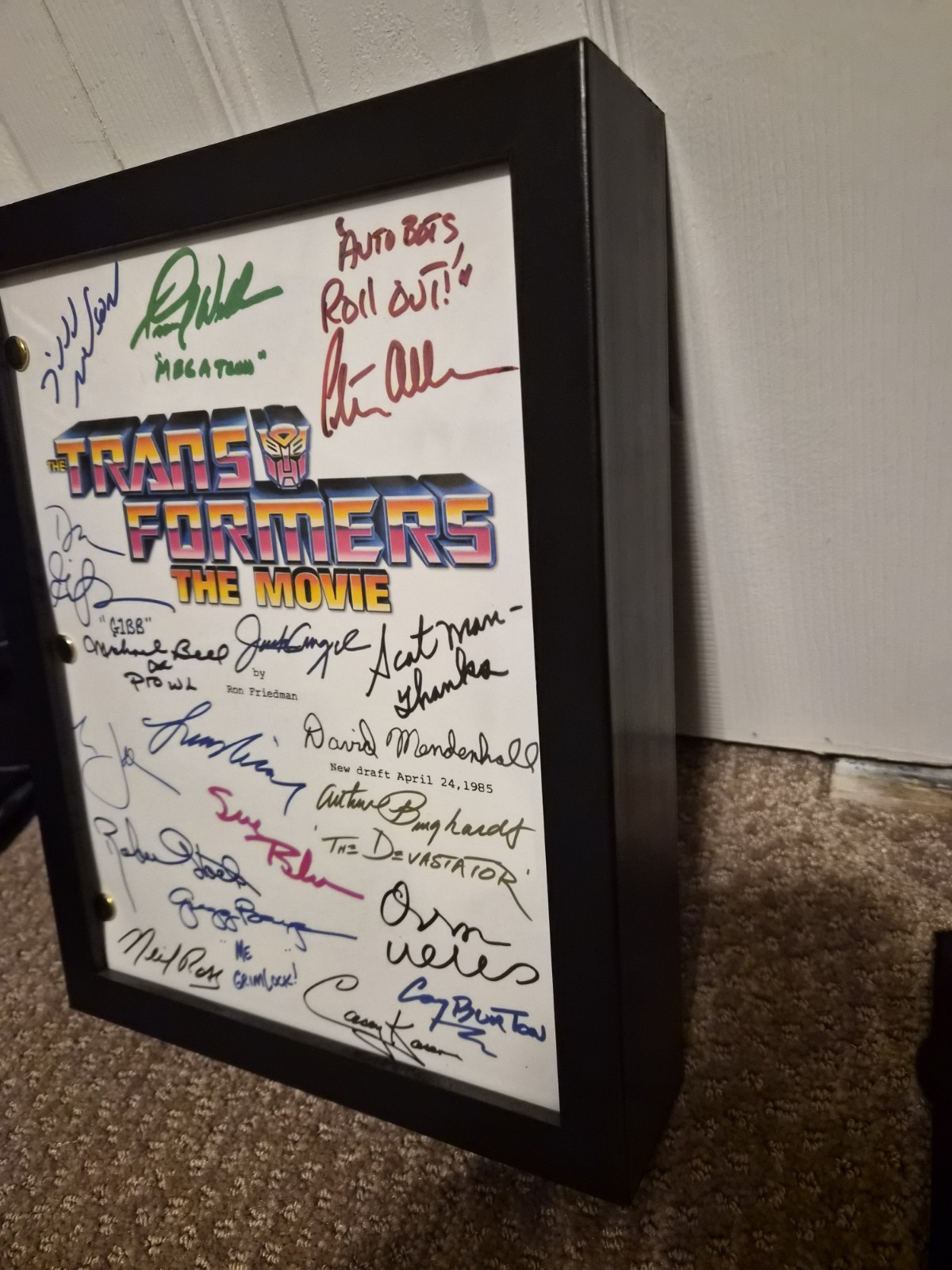 The Transformers, The Movie Script Cast-Signed, Full Script Autograph Reprint