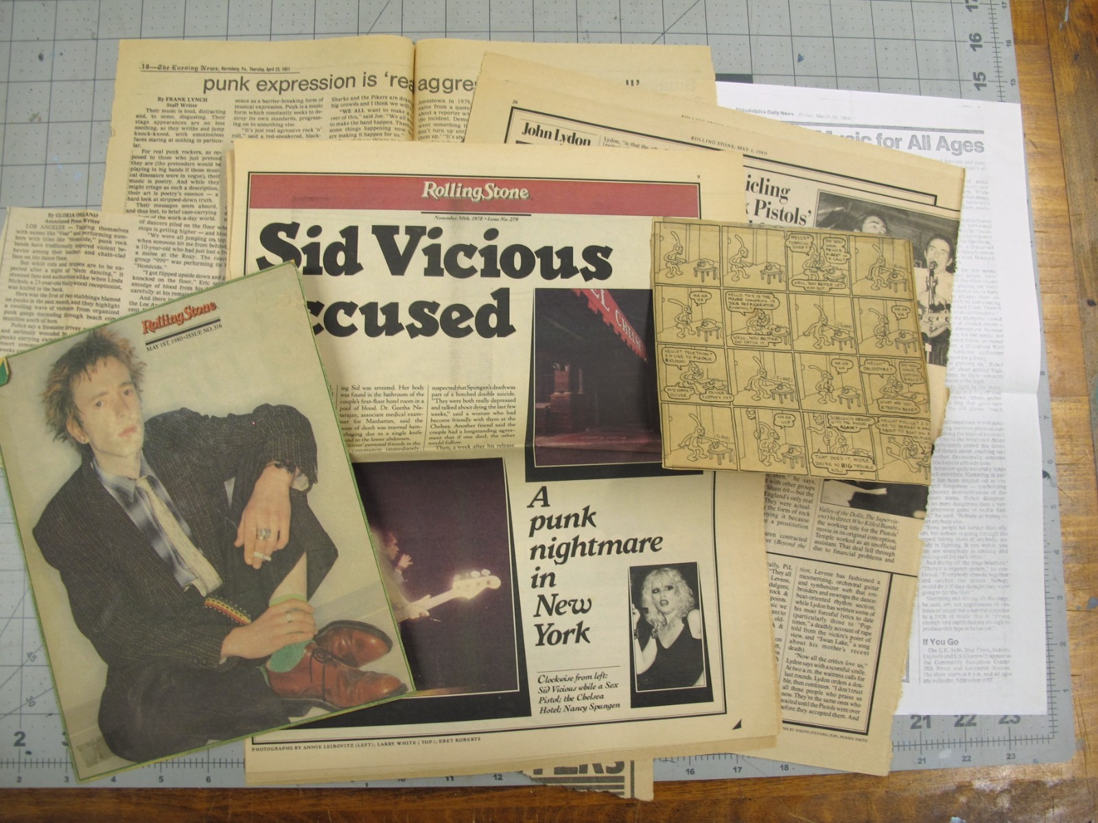 vtg 1980s punk clippings lot – Sex Pistols Sid Vicious Accused SHP