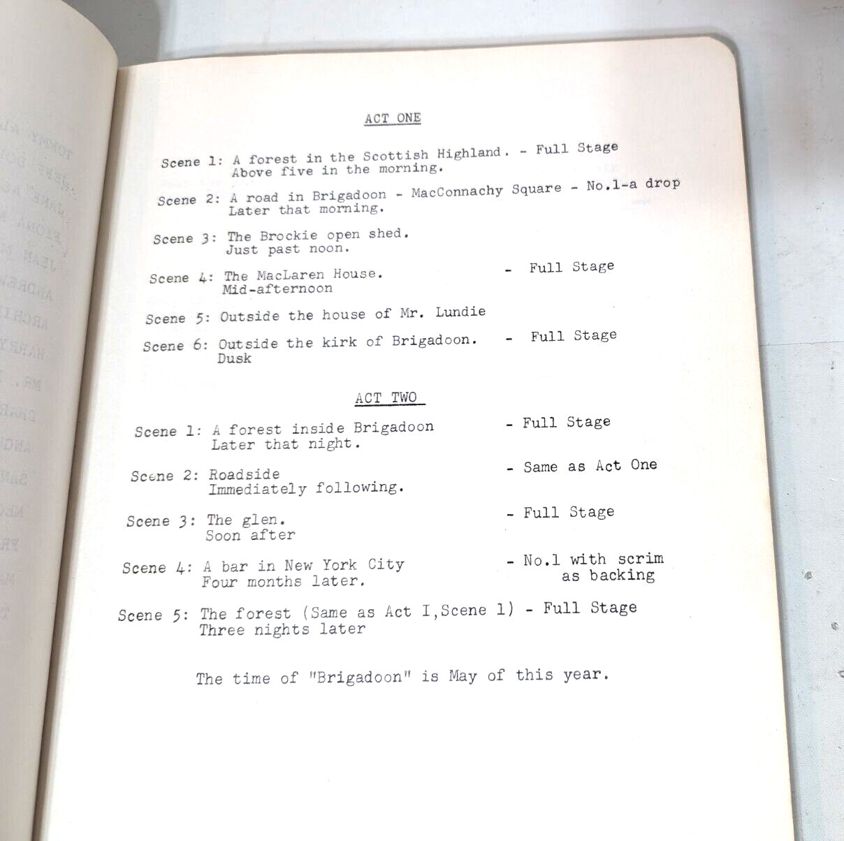 Brigadoon Playscript Vancouver B.C. Civic Theater Society