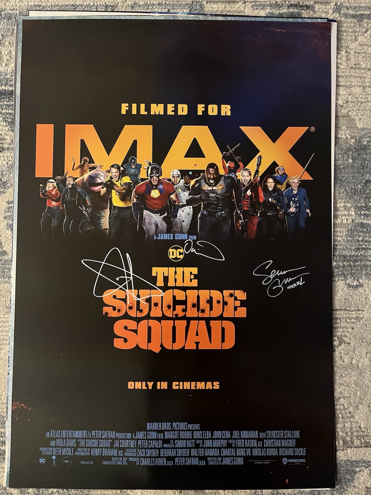 John Cena David Dastmalchian Sean Gunn Signed The Suicide Squad IMAX D/S 27×40
