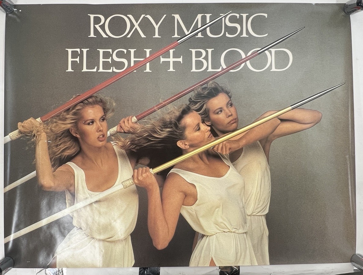 Vintage Roxy Music Flesh + Blood Promo Poster 32×24 Bryan Ferry Original Rare