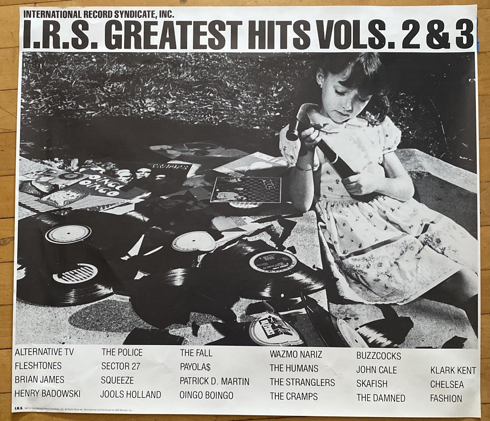 VINTAGE IRS RECORDS POSTER 1980S DAMNED CRAMPS BUZZCOCKS JOHN CALE POLICE FALL
