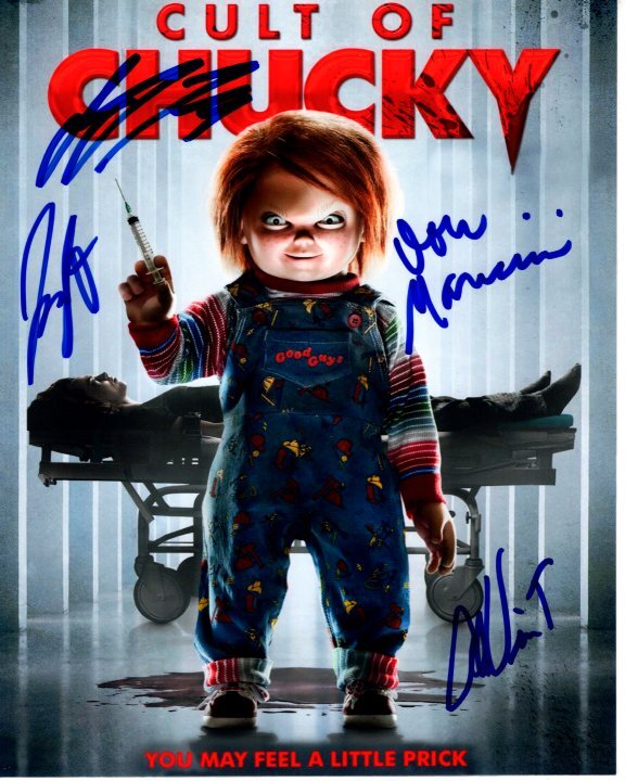 CULT OF CHUCKY Signed 8×10 CAST Photo DON MANCINI JENNIFER TILLY ALEX VINCENT +