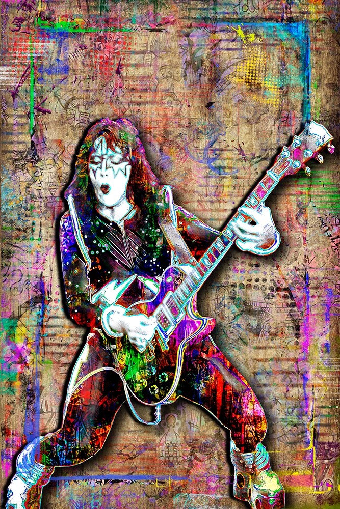 Ace Frehley KISS Poster, Ace Frehley KISS Guitar Pop Art Free Shipping US