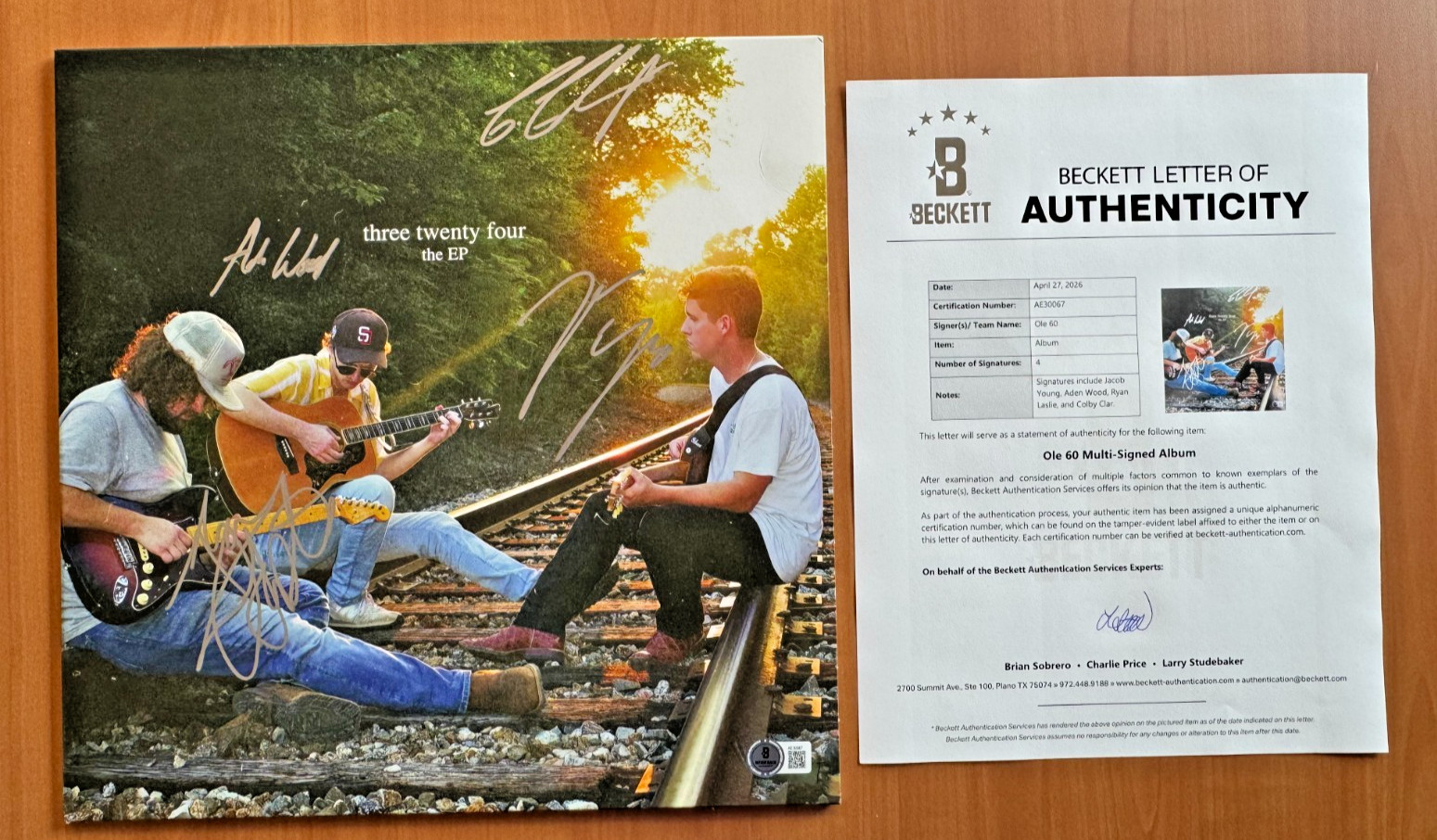 Ole 60 Signed Autographed Vinyl three twenty four Beckett LOA Jacob Aden Colby +