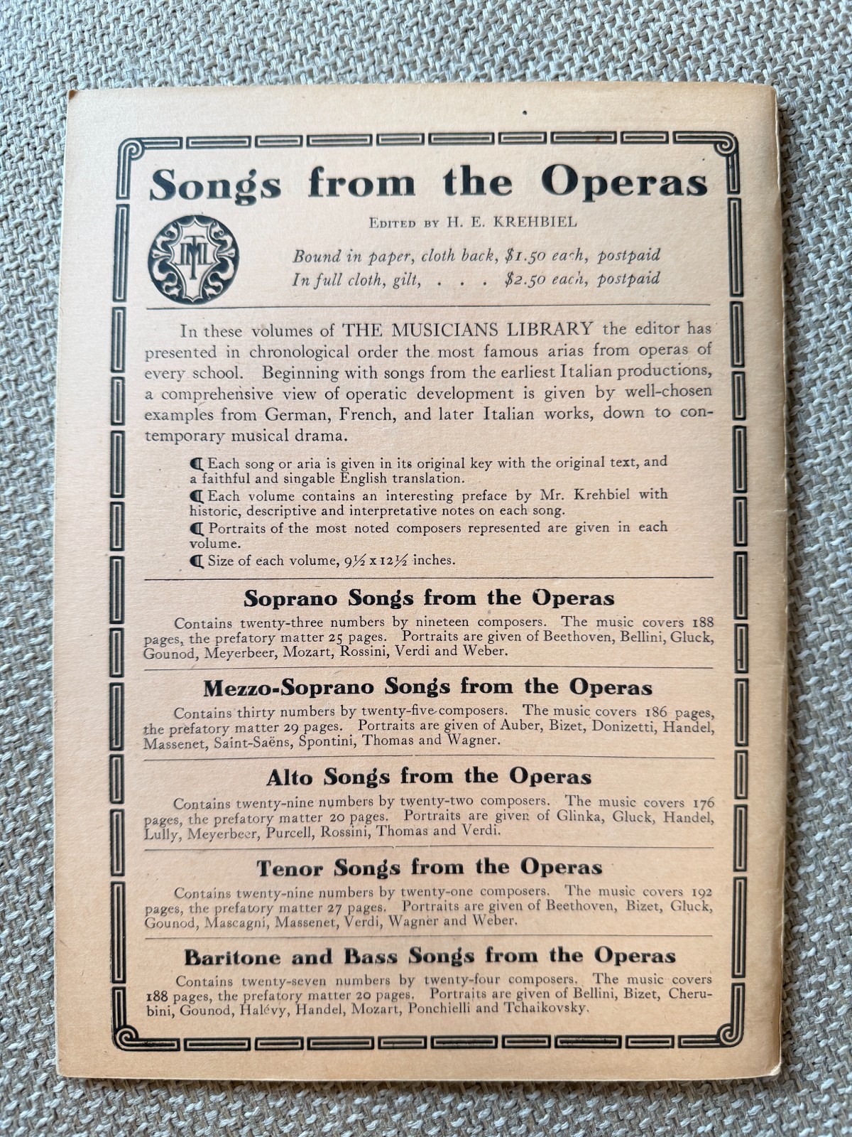 1908 Les Contes d’Hoffmann Opera Libretto Offenbach Oliver Ditson French English