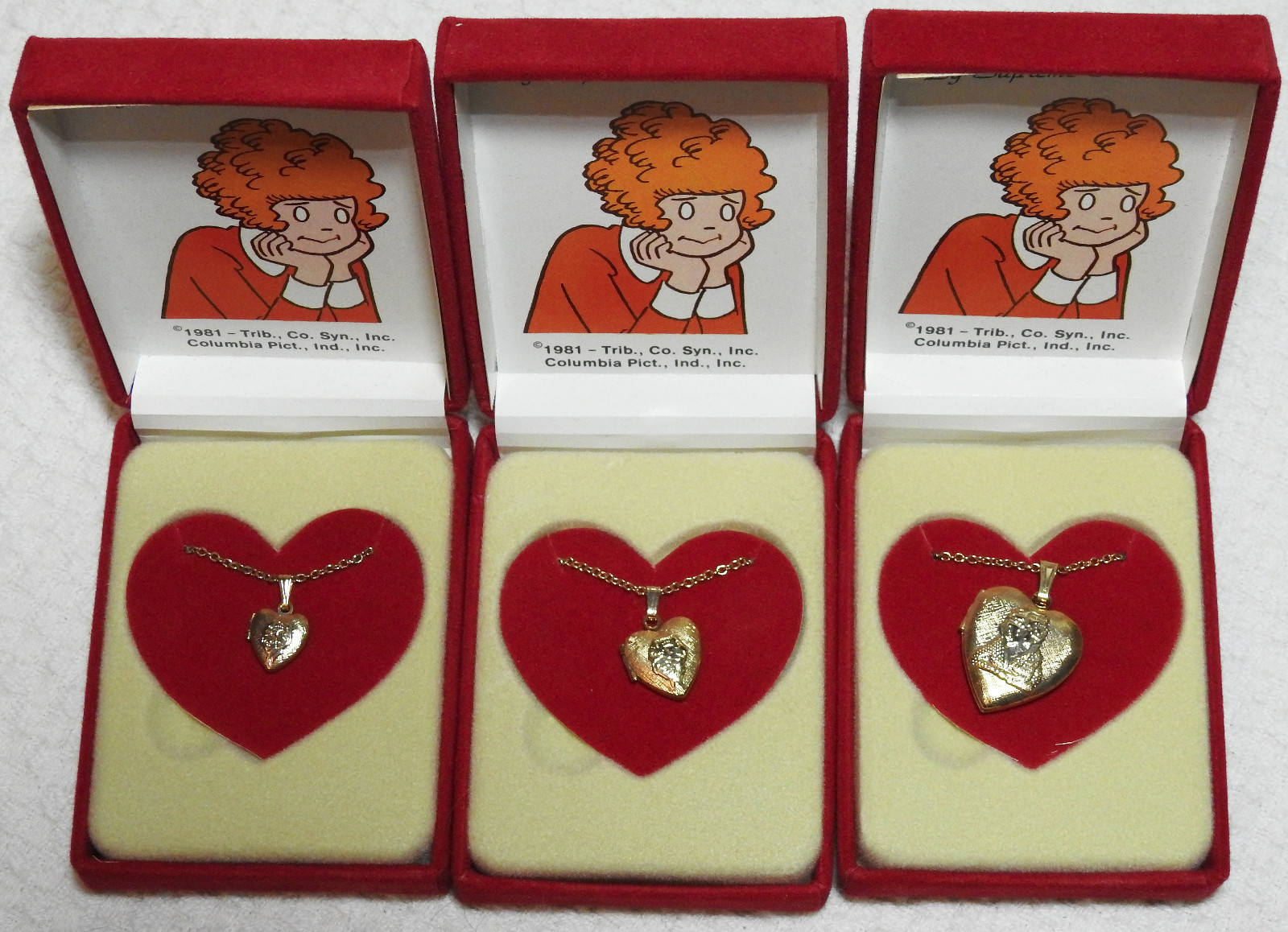 1981 Little Orphan Annie Locket Necklaces by Supreme Creations – Three Sizes