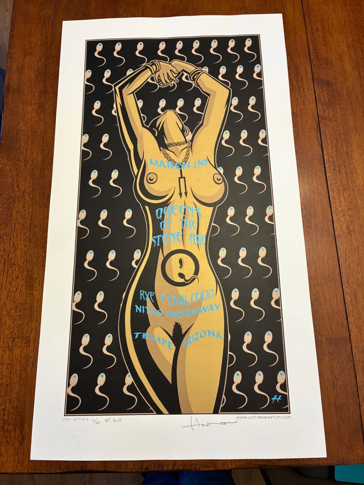 Queens of the Stone Age poster Justin Hampton 2005 Blue only 25 made Emek Tempe