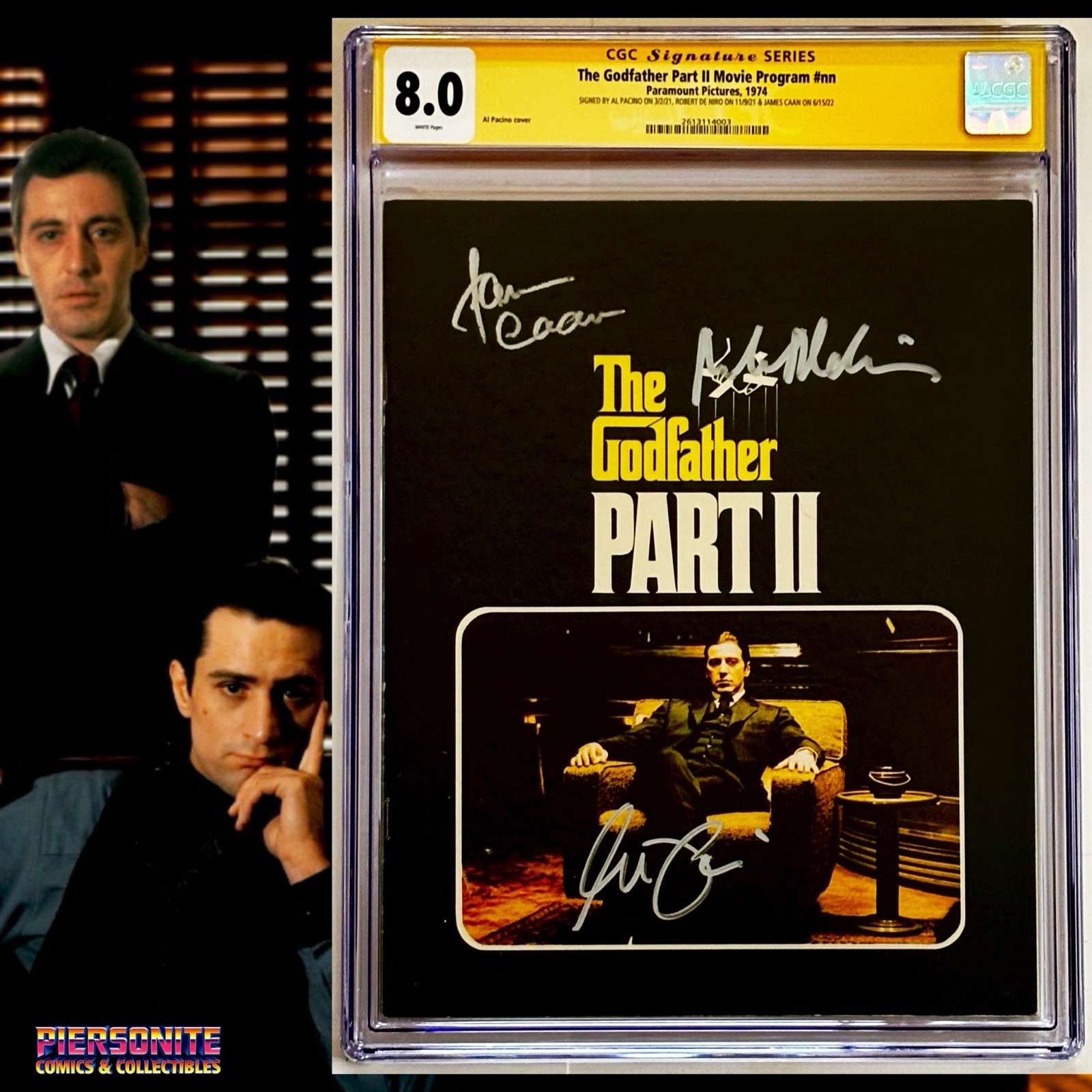 CGC 8.0 SS The Godfather Part II Movie Program #nn signed by Pacino De Niro Caan