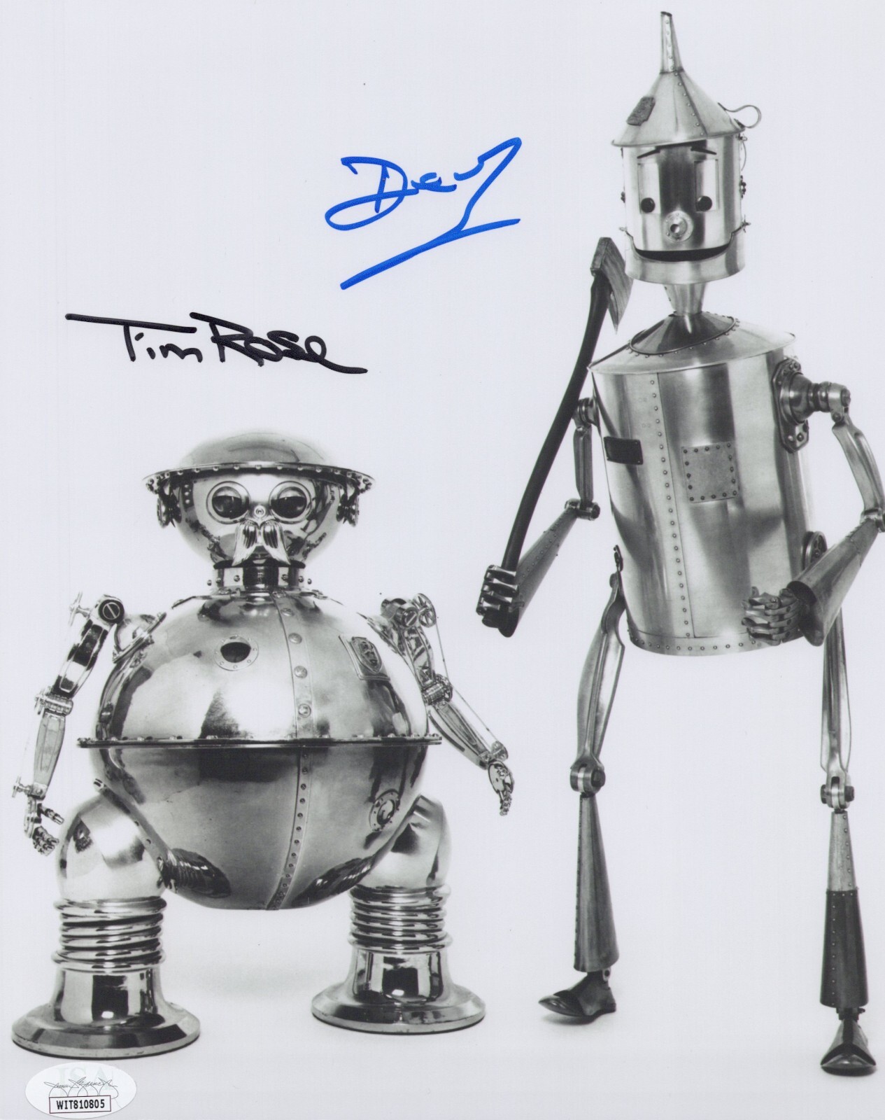 Return to Oz- Tik-Tok & Tin Man 8×10 photo signed by Tim Rose & Deep Roy JSA COA