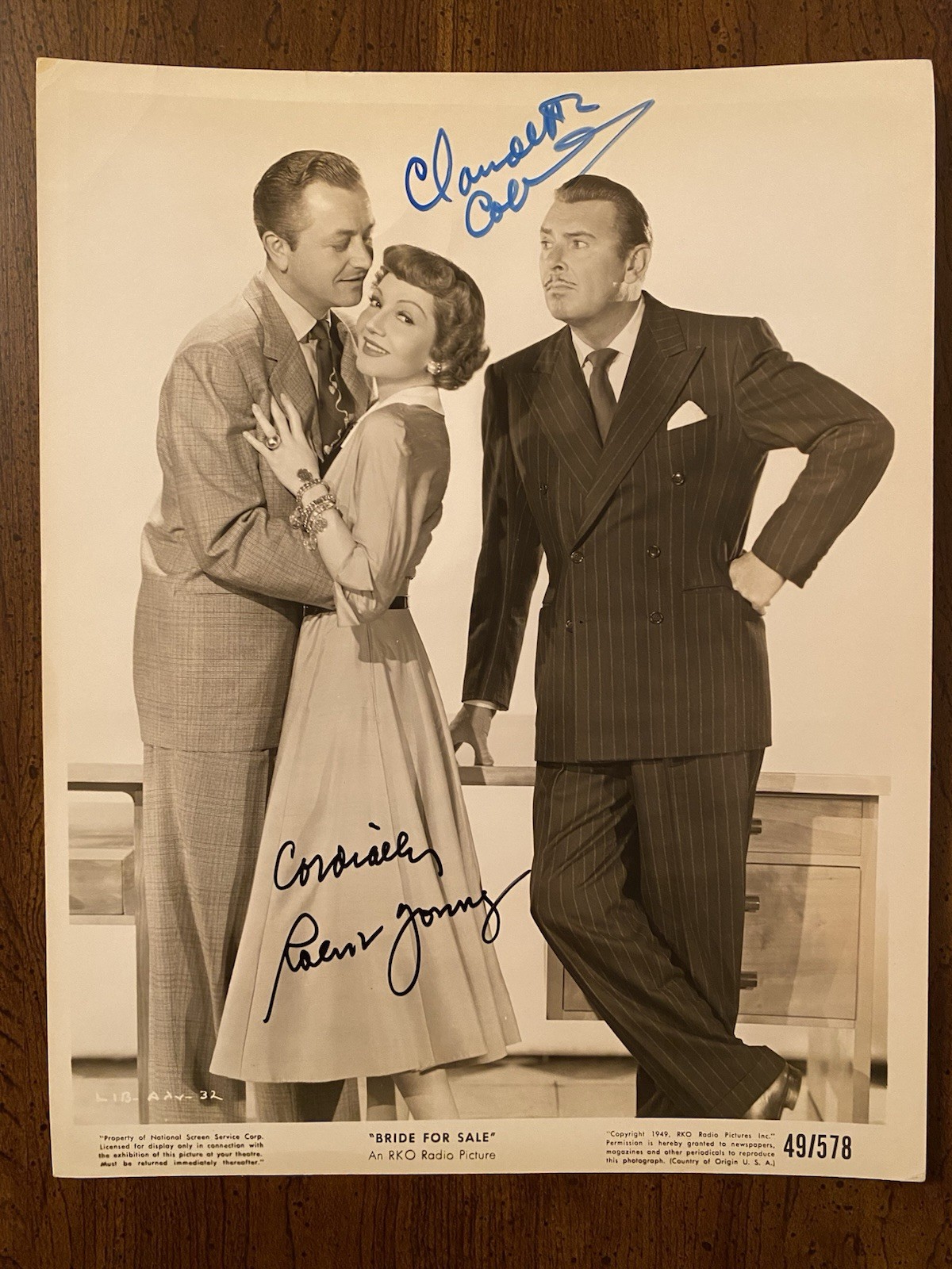 Claudette Colbert Robert Young Signed Autographed Photo With COA Bride For Sale