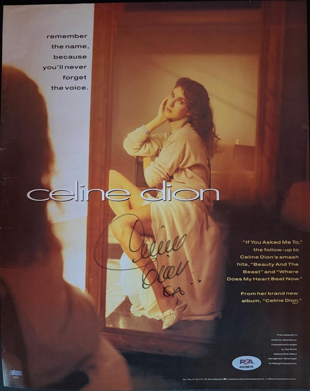 CELINE DION SIGNED AUTOGRAPHED 11X14 MAGAZINE PHOTO RARE VINTAGE FULL NAME PSA C