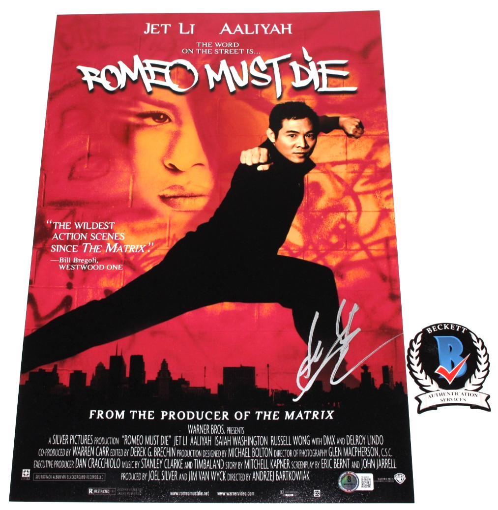 JET LI SIGNED ‘ROMEO MUST DIE’ 12×18 MOVIE POSTER AUTOGRAPH BECKETT COA PROOF