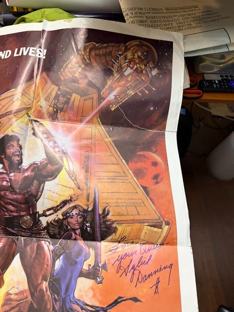 Signed HERCULES Poster By Sybil Danning Full Sheet 41 x 28