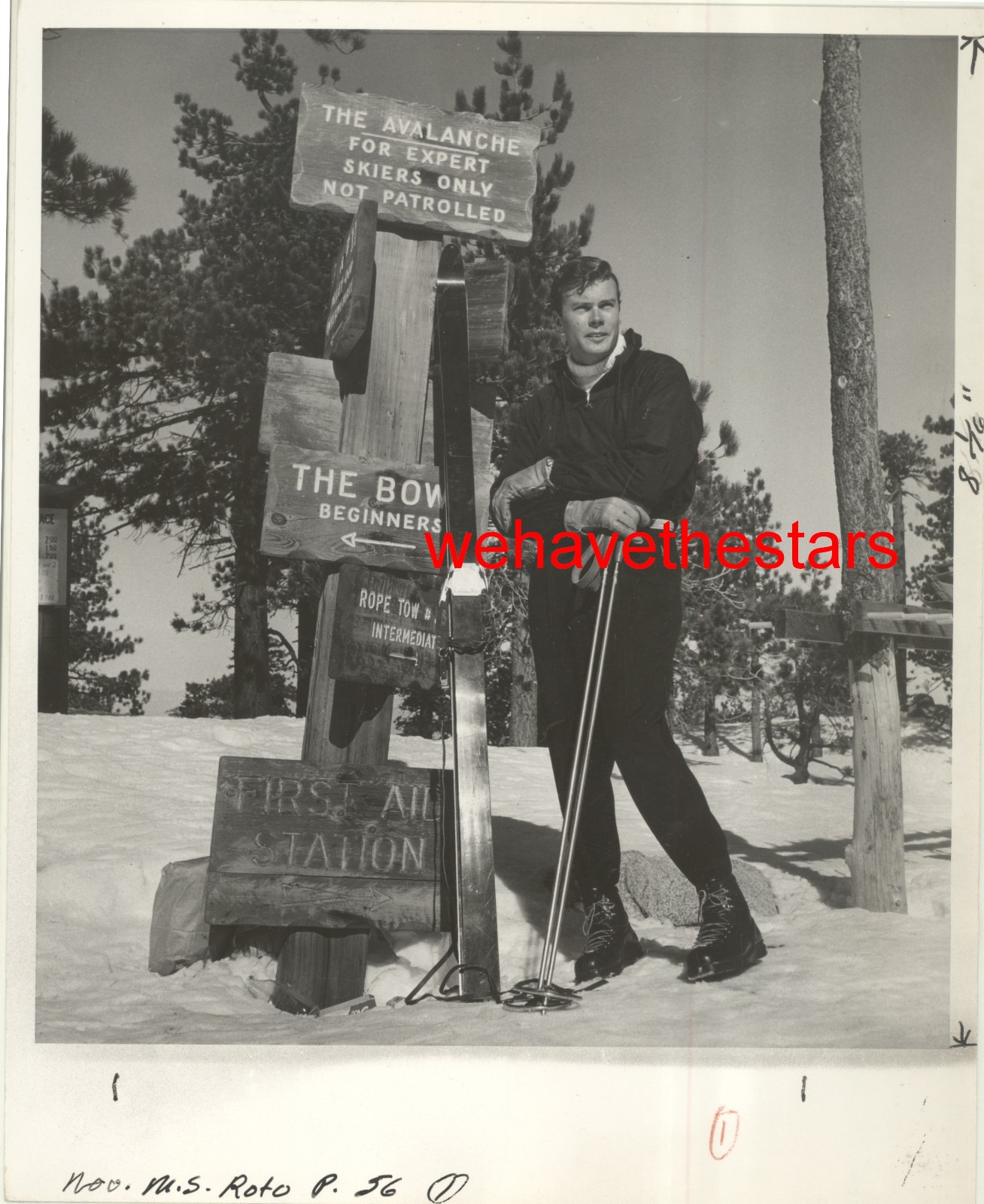 VINTAGE Robert Francis HANDSOME SKIS ’55 Pub Portrait by BOB BEERMAN BERT PARRY