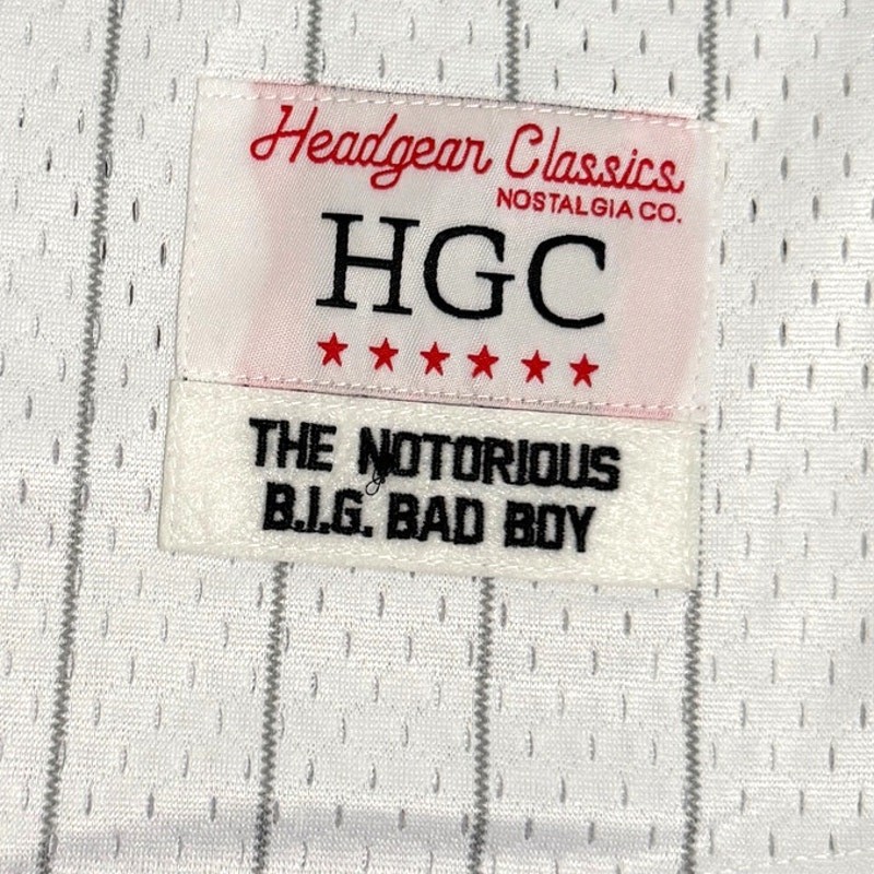 Headgear Classics Bad Boy Notorious B.I.G White Pinstripe Baseball Jersey – 2XL