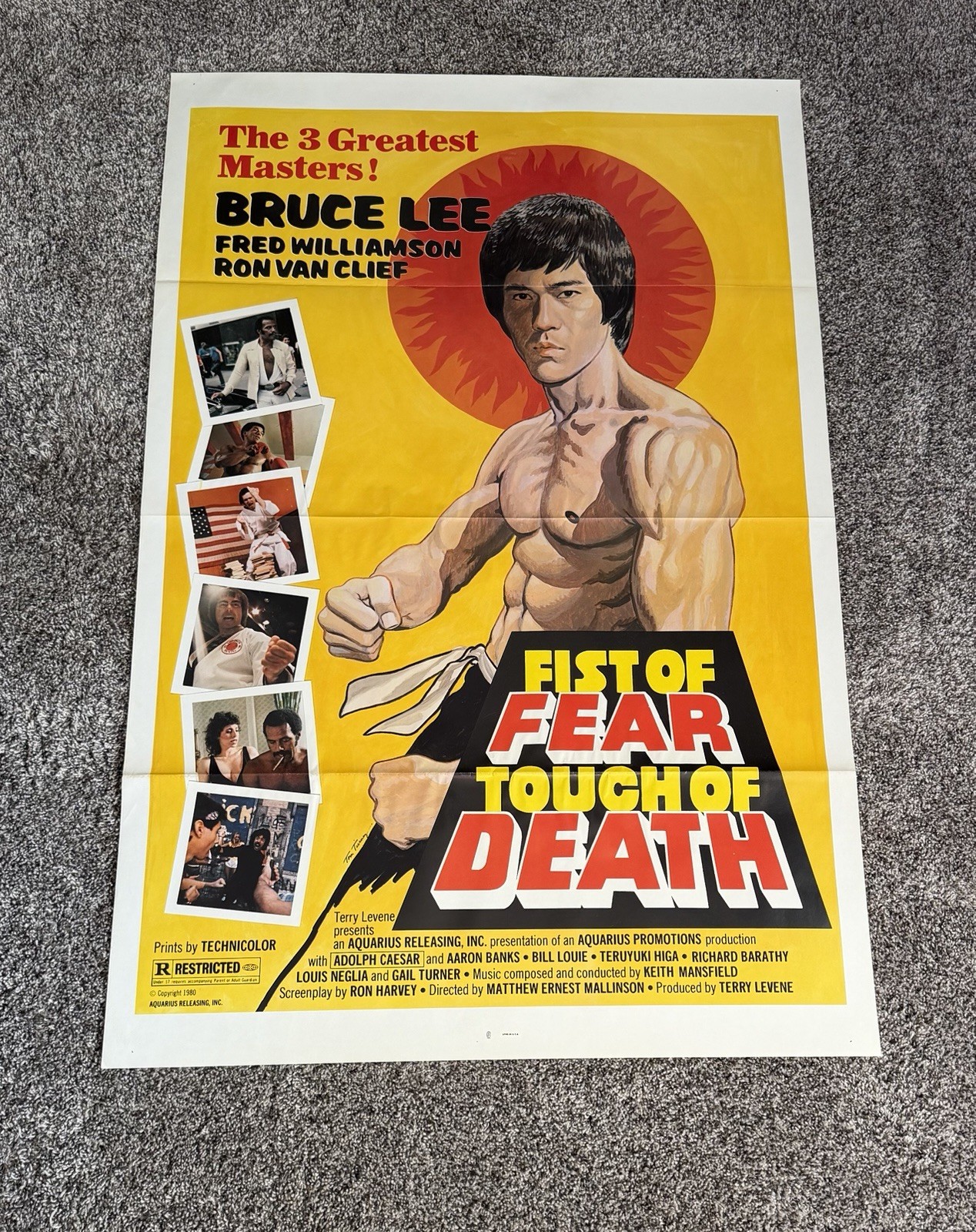 Original 1980 FIST OF FEAR TOUCH OF DEATH 27×41 Movie Poster Bruce Lee One Sheet