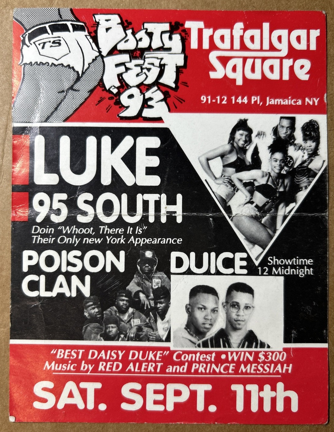 1993 LUKE 2 Live Crew POISON CLAN DJ Red Alert NYC Rap Show Flyer Hip Hop BOOTY