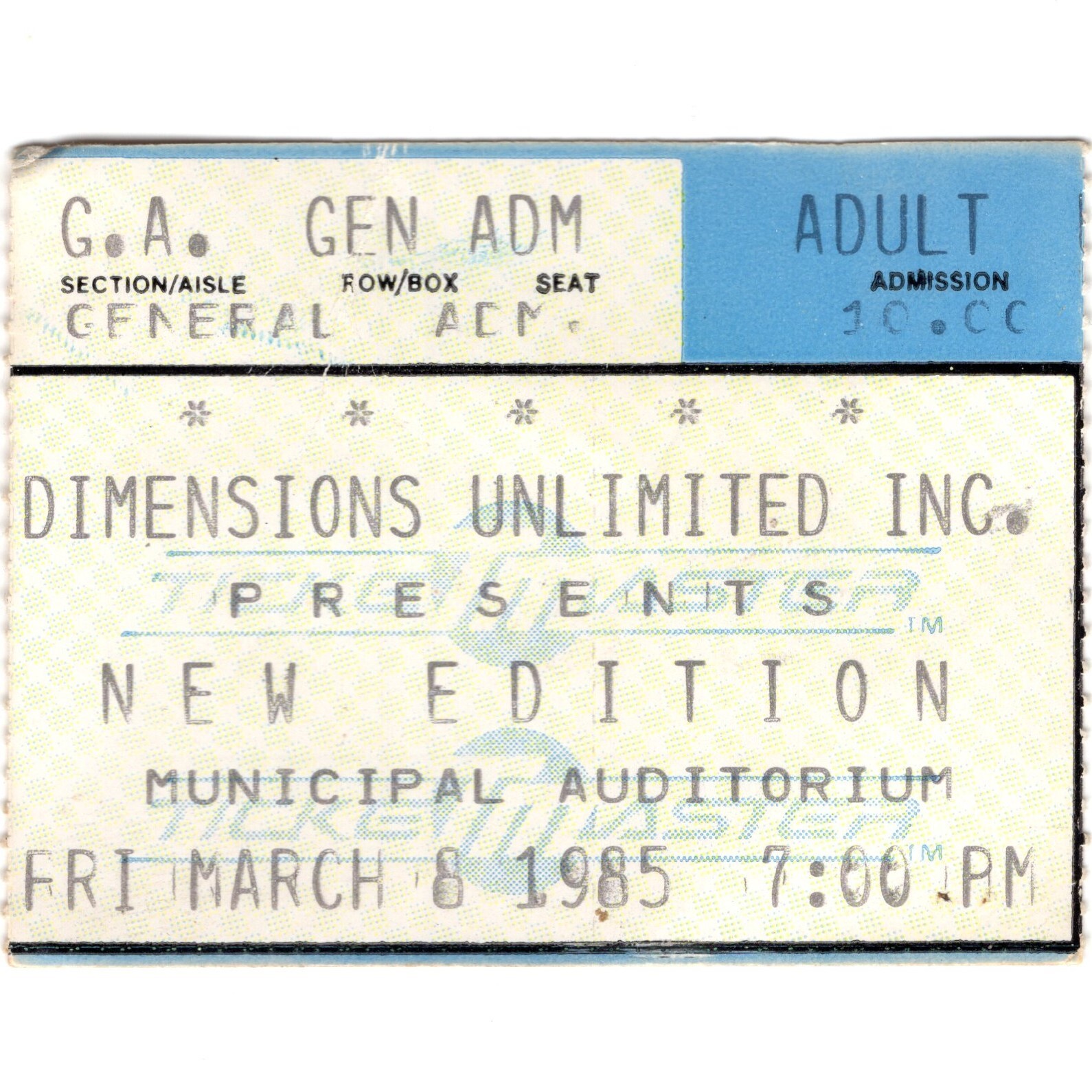 NEW EDITION Concert Ticket Stub NASHVILLE TN 3/8/85 Auditorium BOBBY BROWN Rare