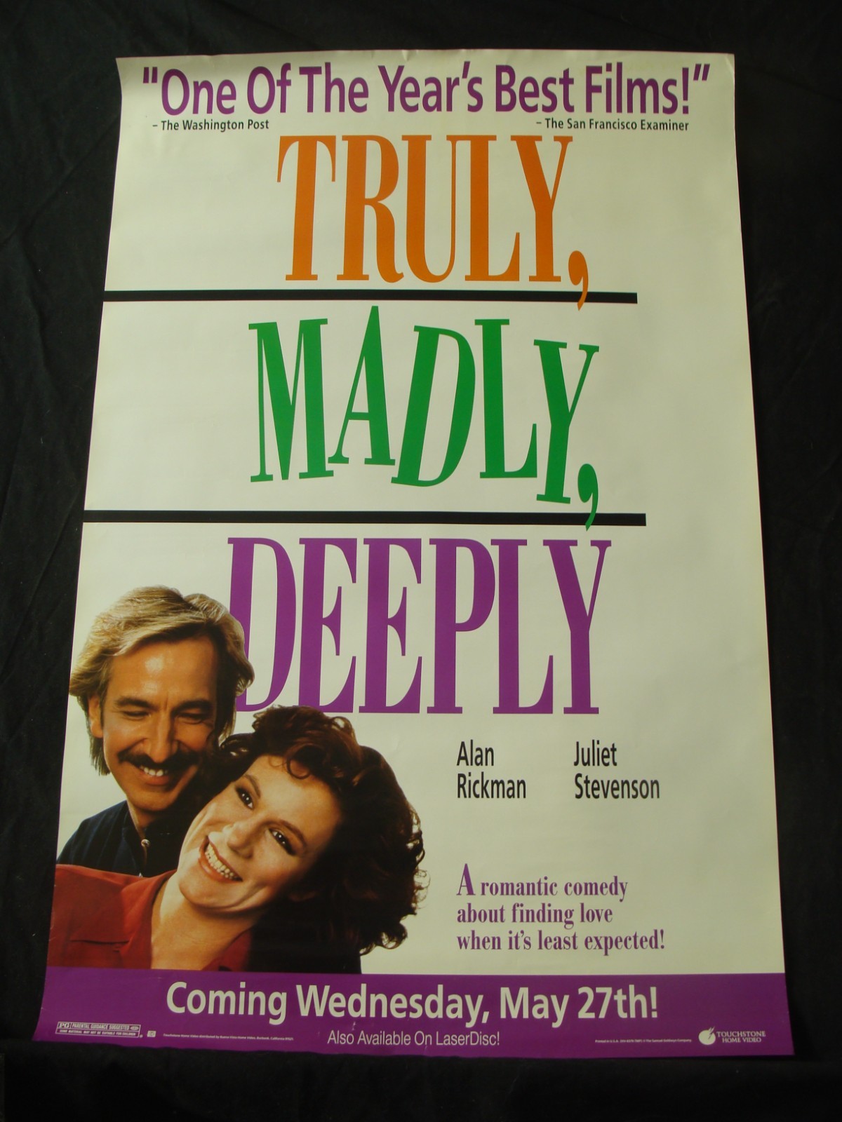 TRULY MADLY DEEPLY movie poster ALAN RICKMAN original video store promo