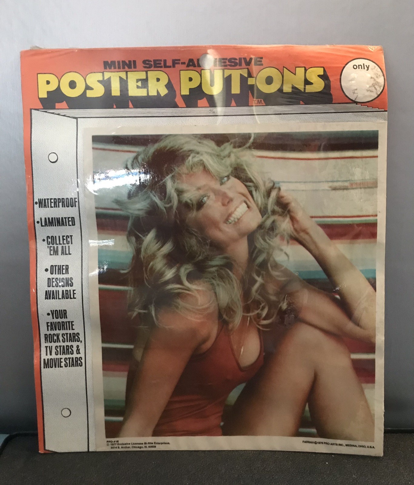 1976 CHARLIE’S ANGELS FARRAH FAWCETT Self-Adhesive Posters Put-Ons SEALED