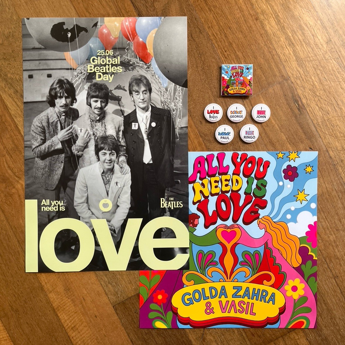 GLOBAL BEATLES DAY 2026 lot SiriusXM 2 X poster 5 X pin set Apple Corps RARE