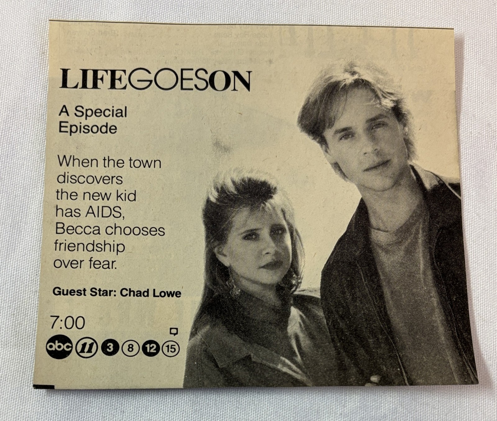 1991 ABC tv ad~ LIFE GOES ON Chad Lowe guest star