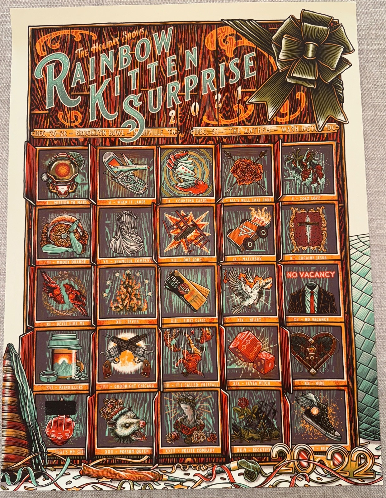 2021 Rainbow Kitten Surprise – Nashville & DC NYE Concert Poster by Luke Martin