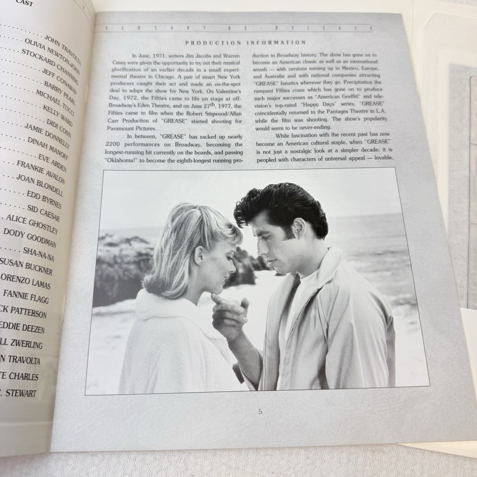 Grease 1998 20th Anniversary Press Kit John Travolta Olivia Newton-John